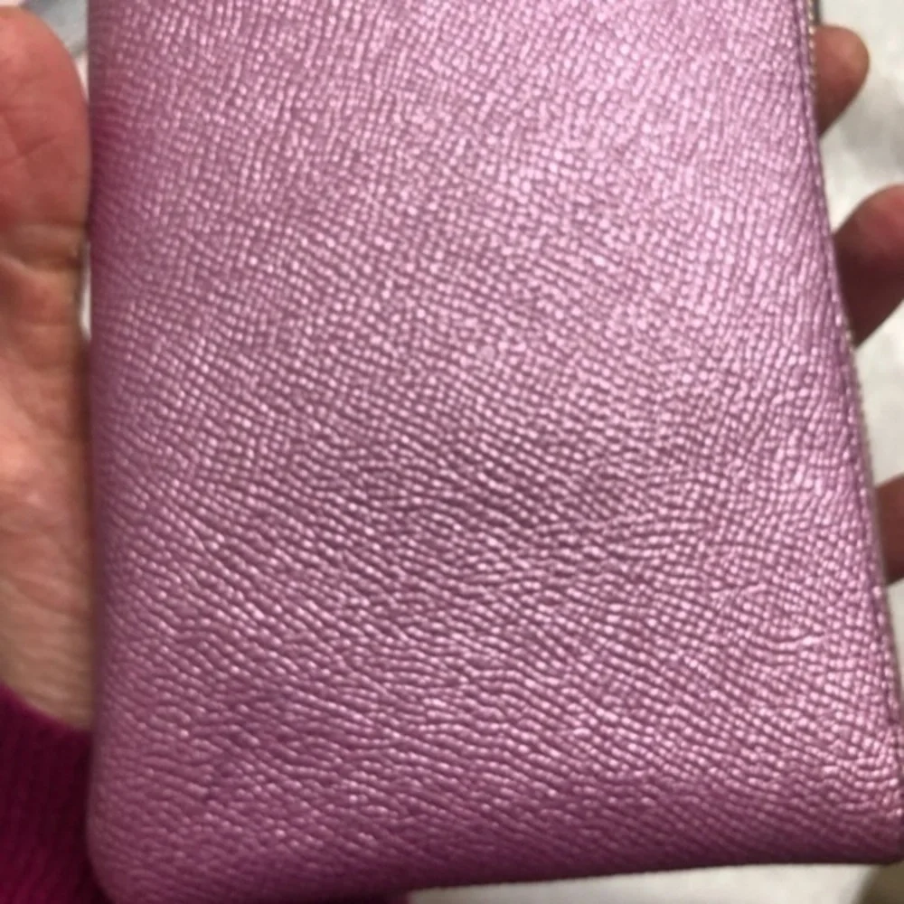 Coach purple shimmer wristlet bag
